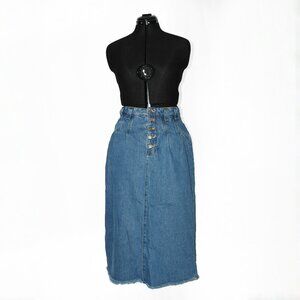 Anthropologie Denim Skirt High-waist Button fly